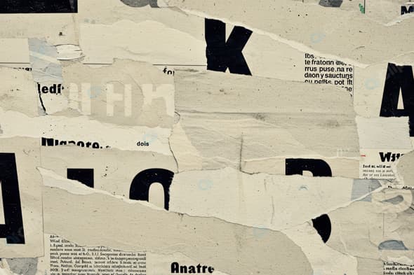Vintage Torn Paper Texture with Overlapping Text