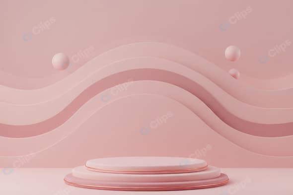 Pink Abstract Wave Background with Floating Spheres