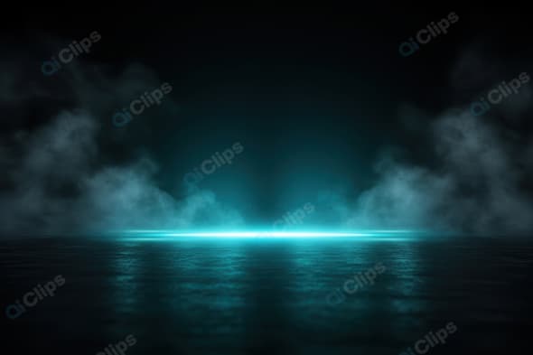 Glowing Horizon Over Water with Mystical Fog