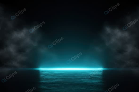 Futuristic Misty Horizon with Neon Blue Glow