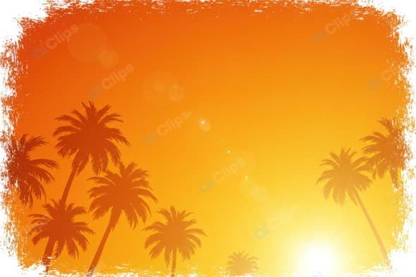 Tropical Sunset with Palm Trees Silhouette