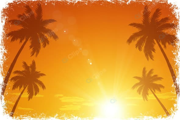 Tropical Sunset with Palm Silhouettes