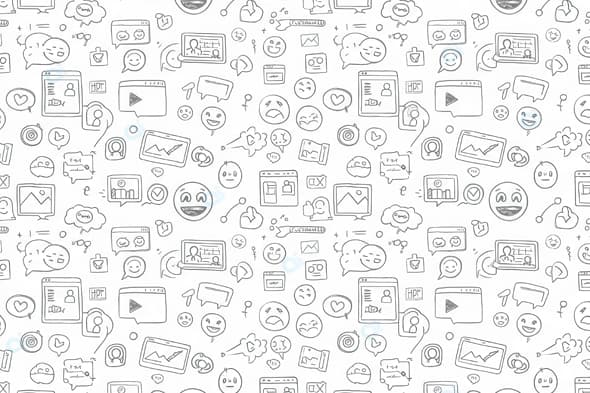 Hand-Drawn Doodle Icons Illustrating Social Media and Digital Interaction