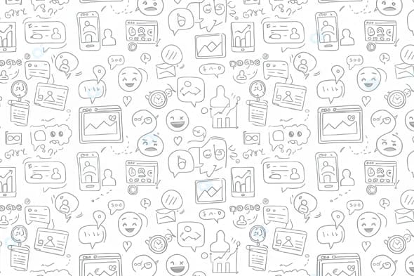 Social Media Doodle Pattern With Icons and Faces