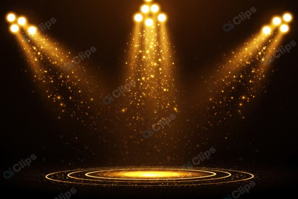 Golden Stage Spotlight with Glittering Dust Particles