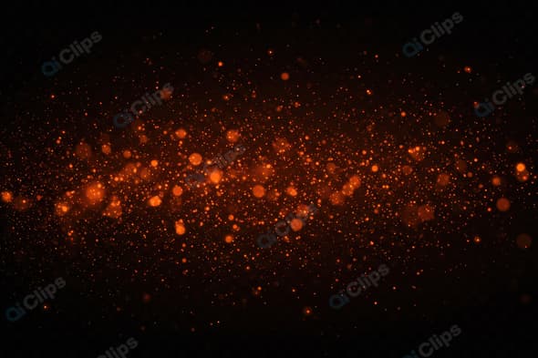 Glowing Orange Light Particles on Dark Background