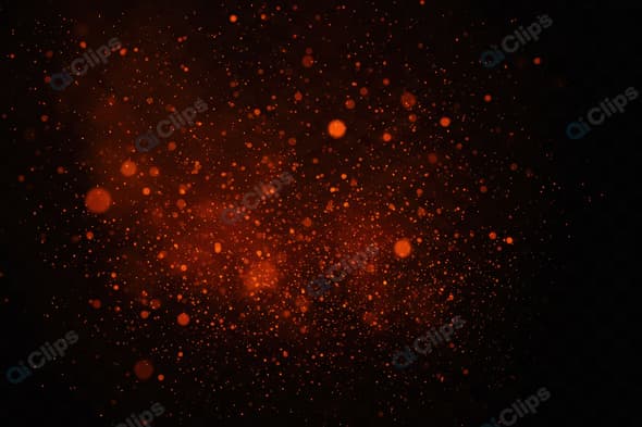 Glowing Orange Particles on Black Background