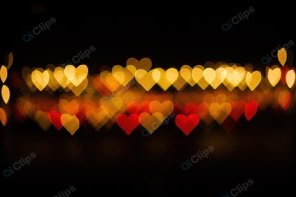Heart-Shaped Bokeh Lights in Warm Tones