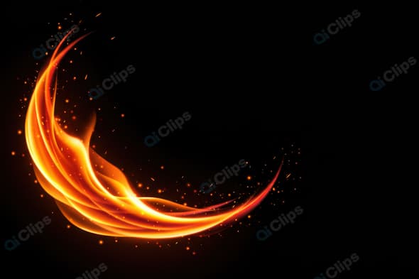 Glowing Flame Wave on Black Background
