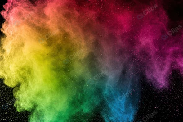 Vibrant Colorful Powder Explosion on Black Background