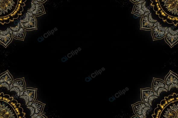 Golden Mandala Design on Black Background