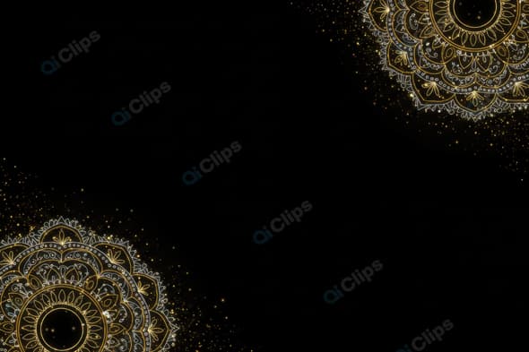 Golden Mandala Pattern on Black Background