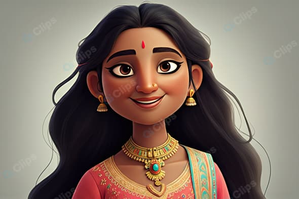 Traditional Animated Character in Attractive Attire