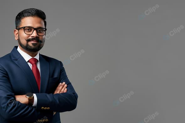 Professional Businessman in Suit with Crossed Arms
