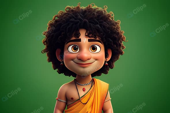 Animated Young Boy in Traditional Indian Attire on Green Background