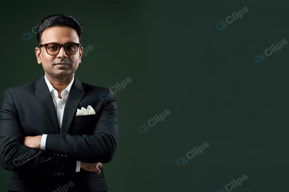 Professional Businessman in Dark Suit with Glasses