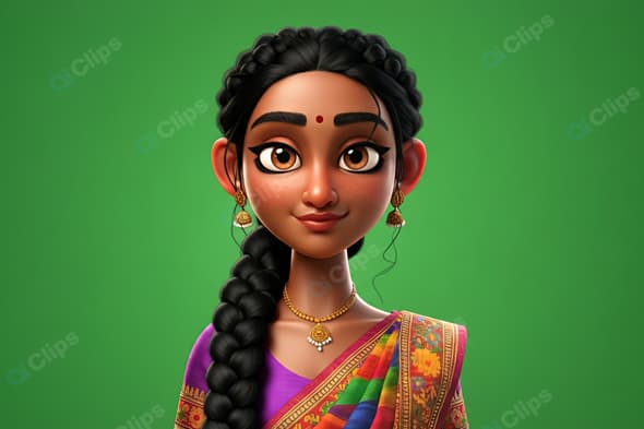 Traditional Animated Character in Colorful Attire