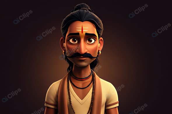 Traditional Indian Animated Character with Cultural Attire
