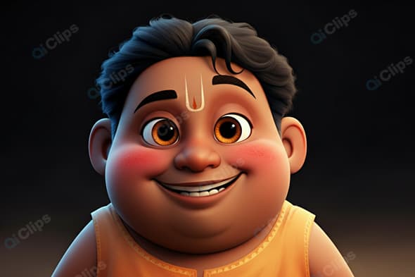Cartoon Character Smiling with Joyful Expression