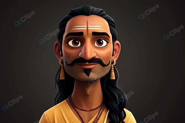 Traditional Indian Cartoon Character Portrait with Earrings