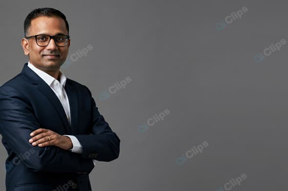 Professional Man in Business Suit with Arms Crossed