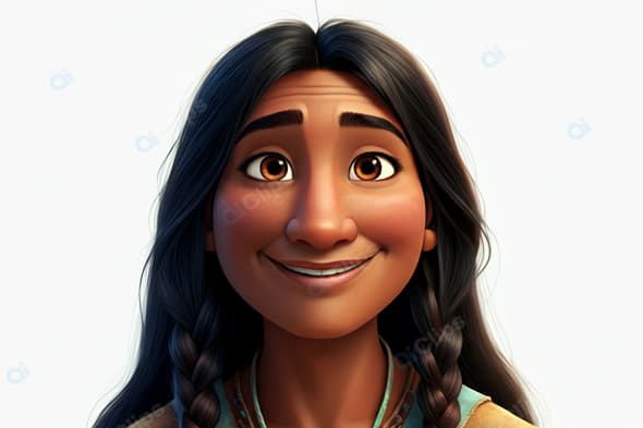 Smiling Animated Character with Braided Hair
