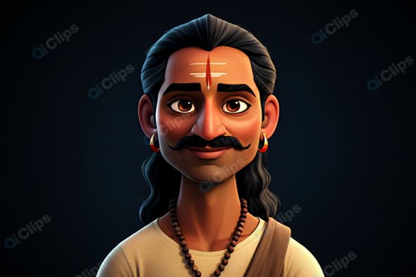 Animated Hindu Sage Character Portrait