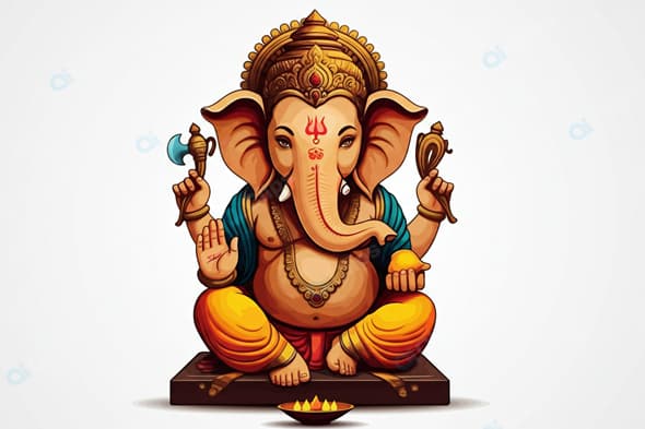 Lord Ganesha Illustration with Traditional Symbolism