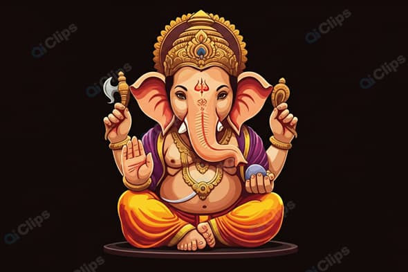 Lord Ganesha Illustration with Vibrant Colors