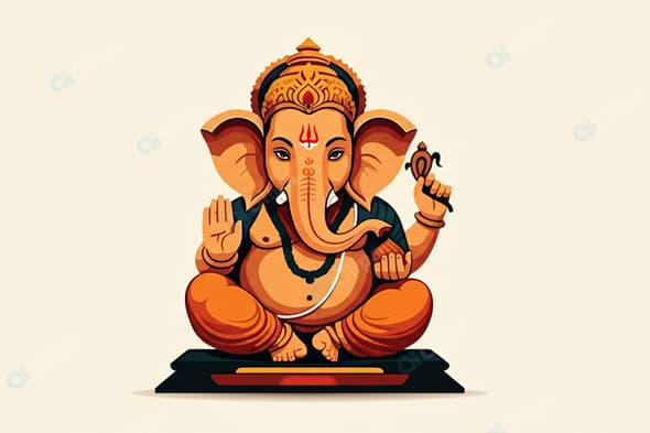 Abstract Lord Ganesha Illustration on Beige Background