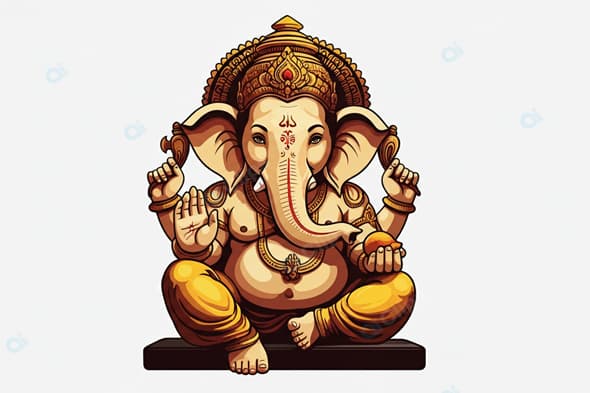 Ganesh Ji Illustration with Traditional Ornate Design