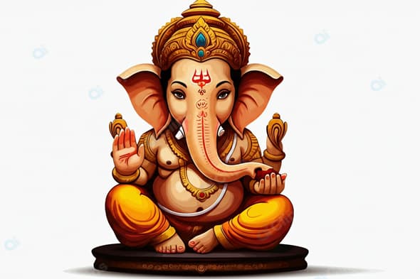 Divine Ganesha Illustration in Traditional Art Style