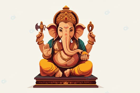 Illustration of Lord Ganesha on a Pedestal