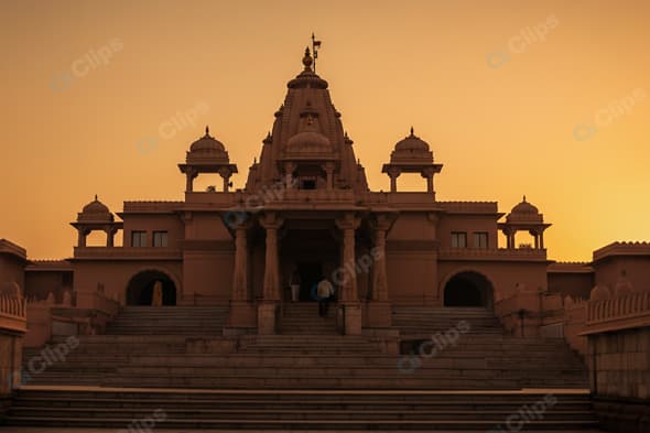 Temple at Sunset with Majestic Architecture