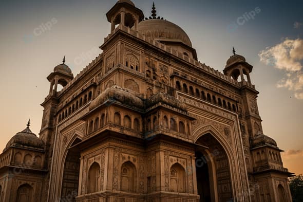 Mughal Architecture at Sunset - AIClips.net