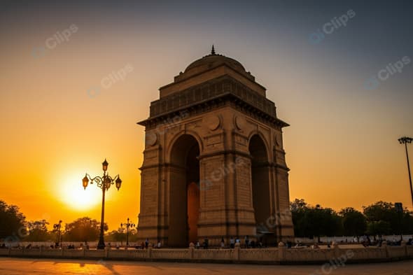 Sunset View of India Gate Monument in New Delhi