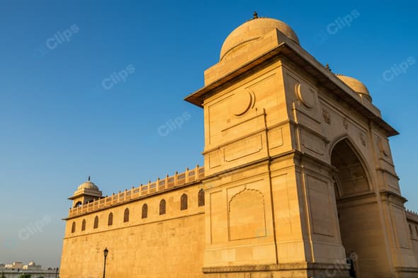 Historic Indian Monument Under Clear Blue Sky