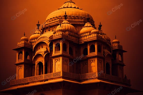 Majestic Indian Palace Against Sunset Sky