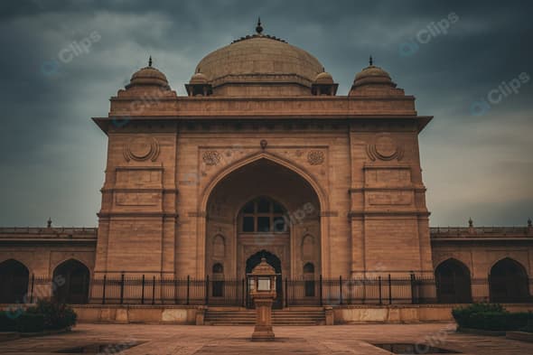 Historic Monument at Dusk with Dramatic Sky