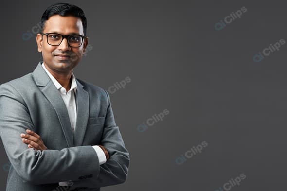 Professional Confident Businessman in Grey Suit Portrait