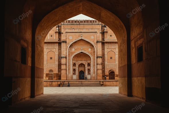 Historic Indian Archway Leading to Traditional Architecture