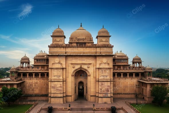Majestic Indian Palace with Clear Blue Sky