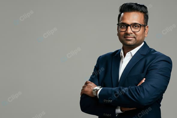 Confident Professional Man in Business Suit with Glasses