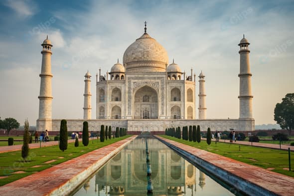 Taj Mahal at Sunrise with Reflecting Pool