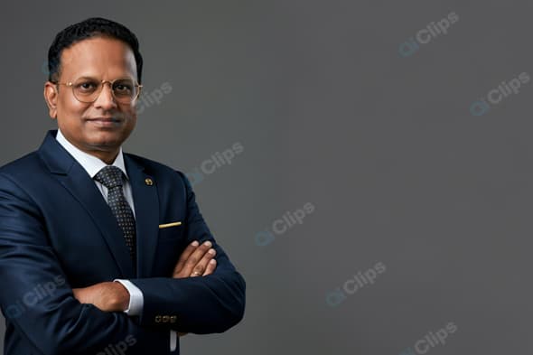 Business Professional in Dark Suit with Arms Crossed