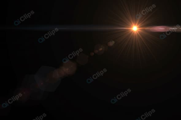 Lens Flare Light Burst Against Dark Background