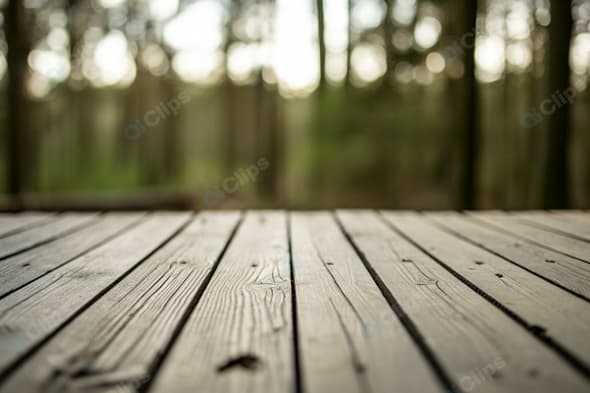 Wooden Deck in Forested Park