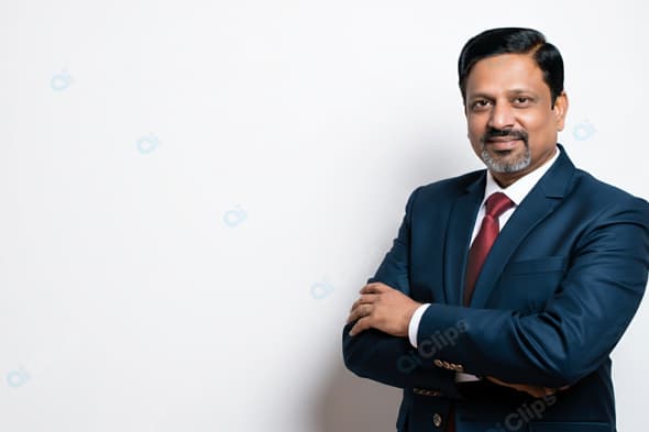 Professional Businessman in Formal Suit Against White Background