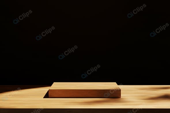 Wooden Podium with Dark Background Lighting