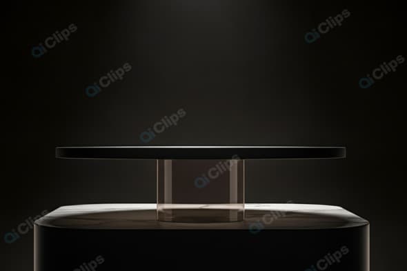 Minimalist Black Pedestal with Dramatic Lighting